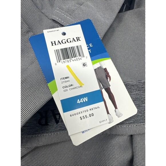 Haggar Performance Flex Waistband Flat Front Shorts Men 44W Charcoal Pattern - Picture 3 of 6